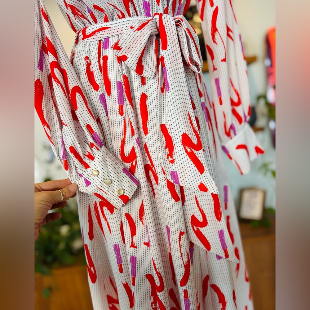 The Moon-Elegant Red and Purple Patterned Maxi Dress - Picture 8 of 14